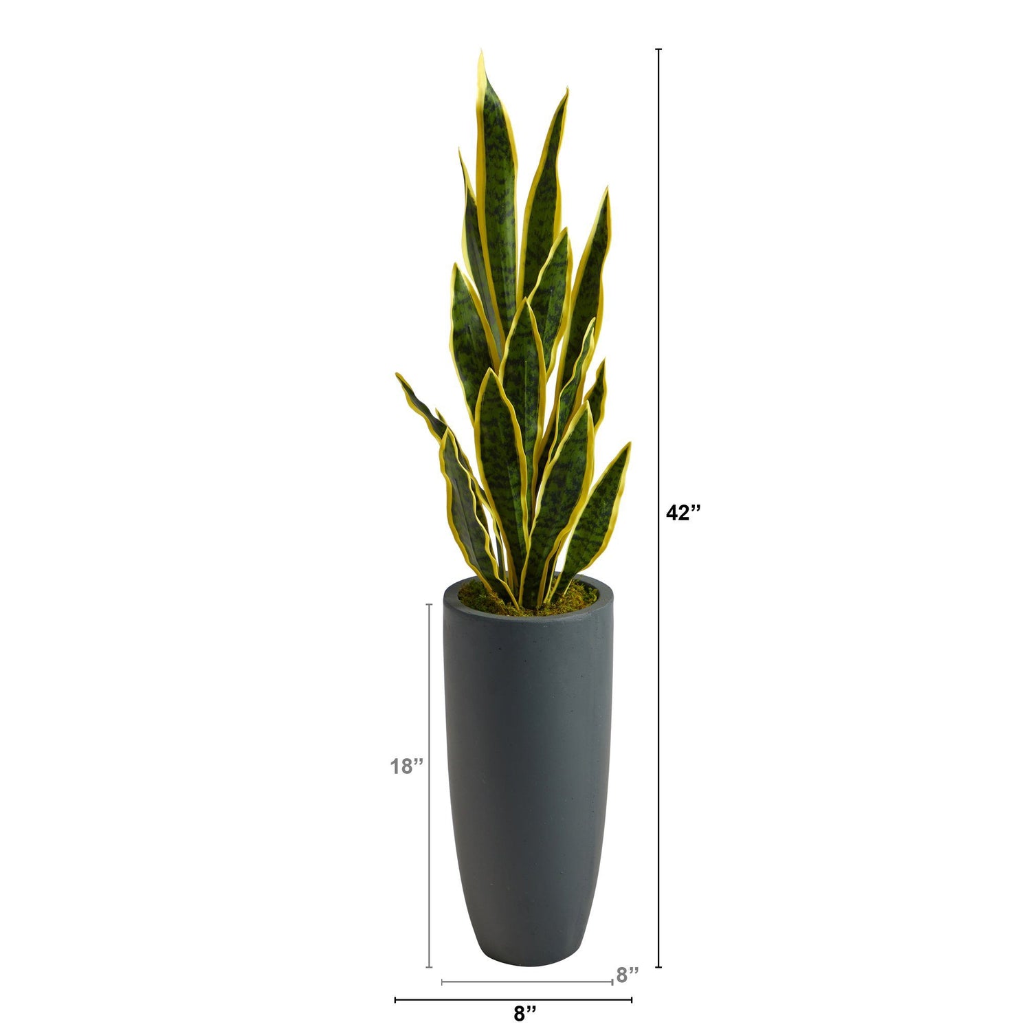 faux tall snake plant 3.5' Sansevieria Artificial Plant in Gray Planter