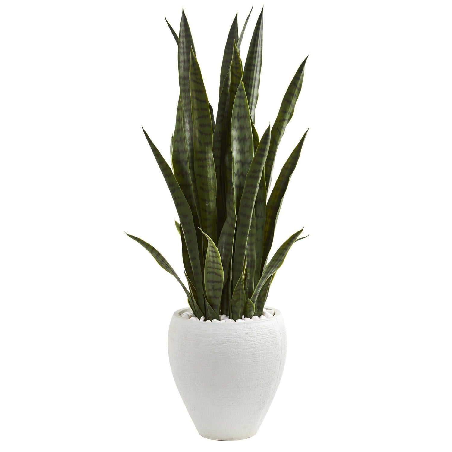 3.5’ Sansevieria Artificial Plant in White Planter