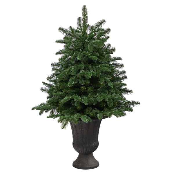 3.5’ South Carolina Spruce Artificial Christmas Tree with 100 White Warm Light and 458 Bendable Branches in Charcoal Urn