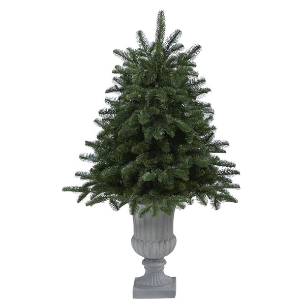 3.5’ South Carolina Spruce Artificial Christmas Tree with 100 White Warm Light and 458 Bendable Branches in Decorative Urn