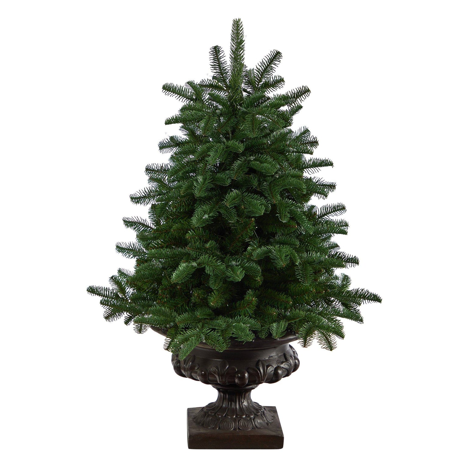 3.5’ South Carolina Spruce Artificial Christmas Tree with 100 White Warm Light and 458 Bendable Branches in Iron Colored Urn