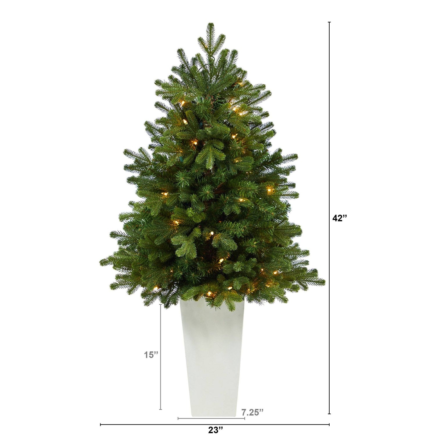 3.5’ Washington Fir Artificial Christmas Tree with 50 Clear Lights in Tower Planter