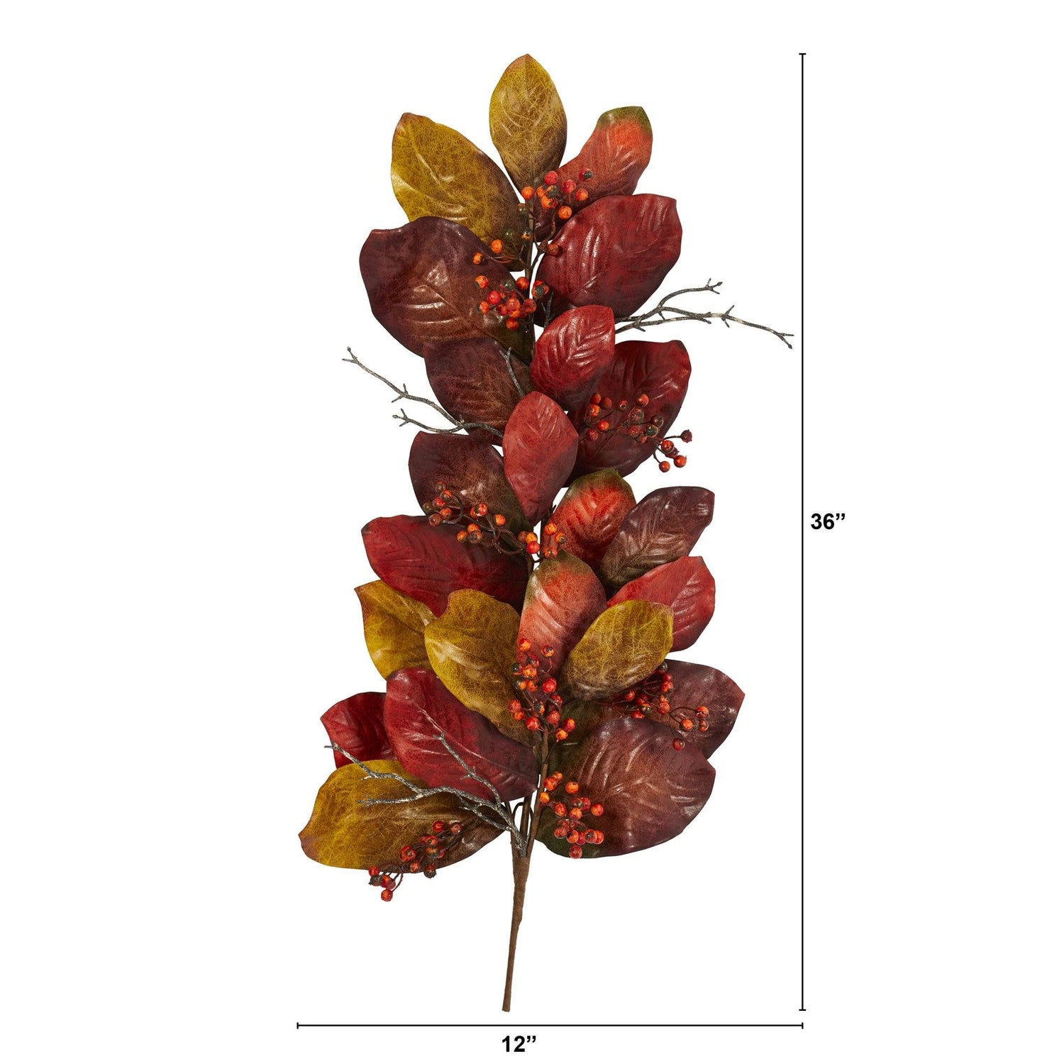 36” Autumn Magnolia Leaf with Berries Artificial Tear Drop