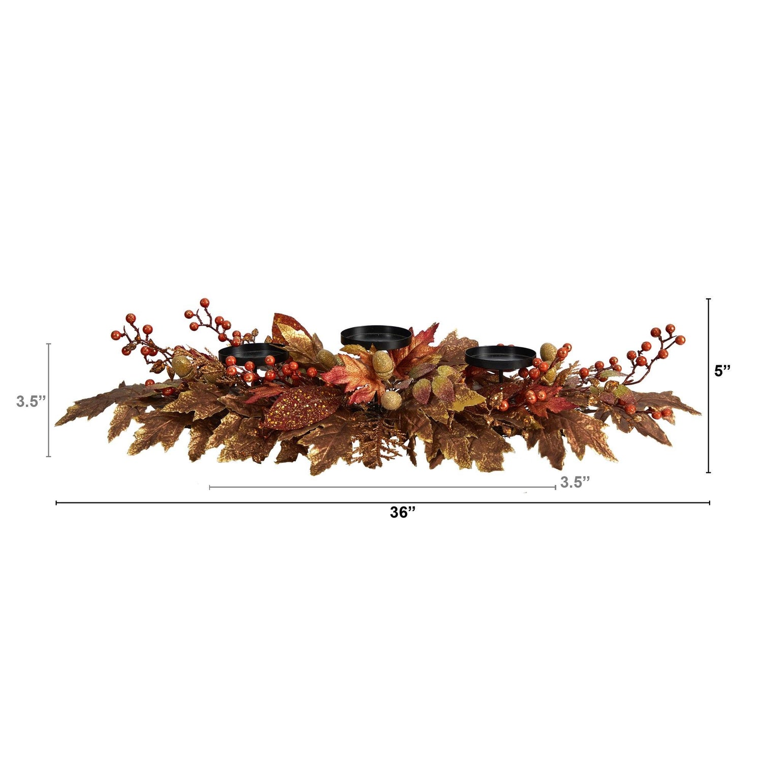 36” Autumn Maple Leaves and Berries Fall Harvest Candelabrum Arrangement
