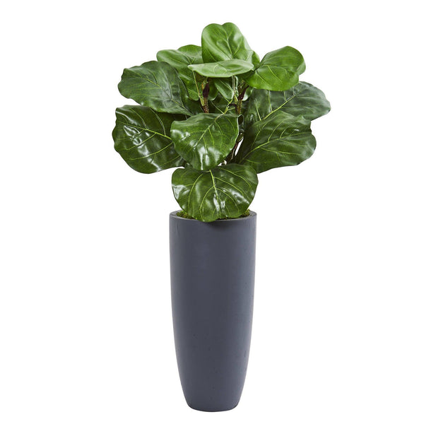 36” Fiddle Leaf Artificial Plant in Gray Planter