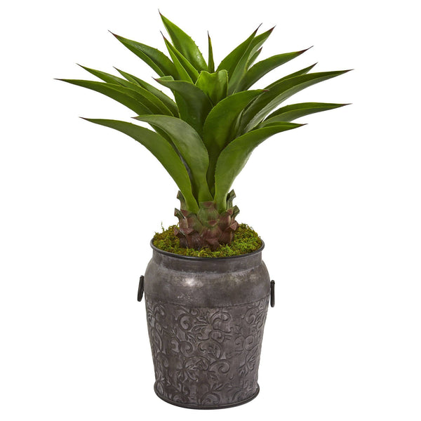 37” Agave Artificial Plant in Metal Planter