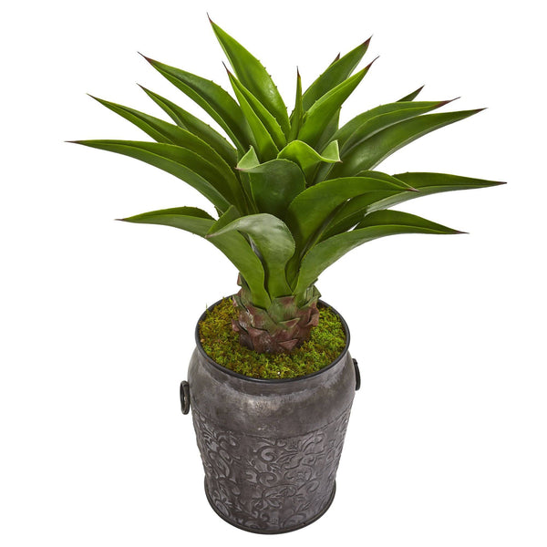 37” Agave Artificial Plant in Metal Planter