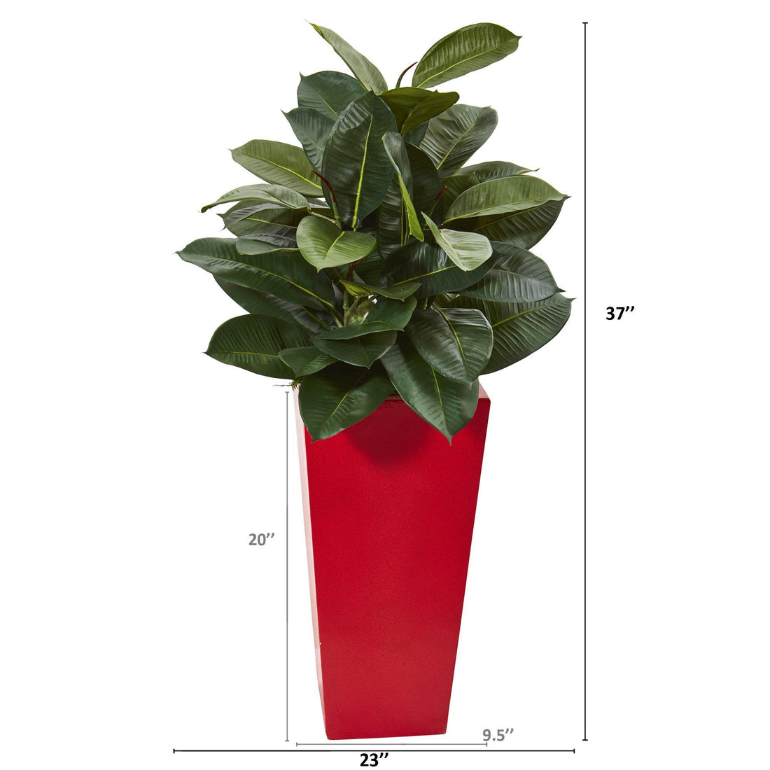 plastic rubber plant 37” Artificial Rubber Plant in Red Tower Planter