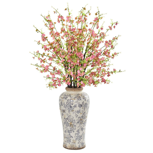 37” Cherry Blossom Artificial Arrangement in Decorative Vase