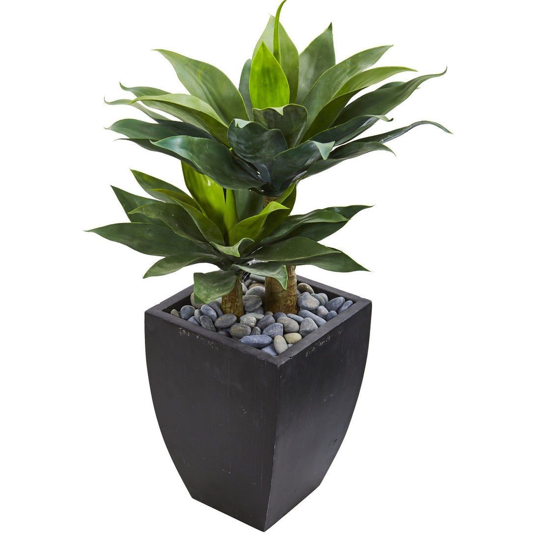 succulent in black pot 37” Double Agave Succulent Artificial Plant in Black Planter