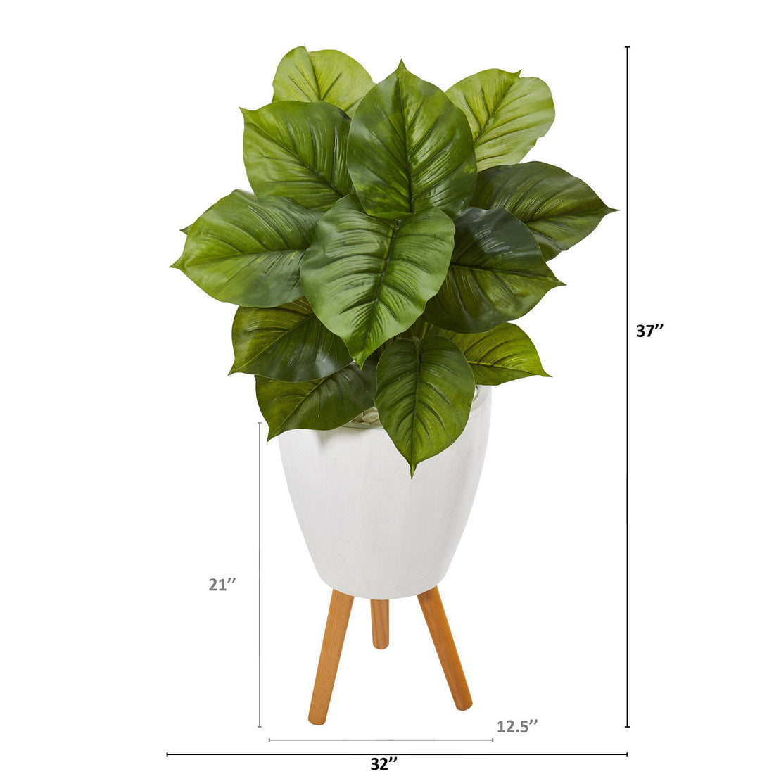 standing philodendron 37” Large Philodendron Artificial Plant in White Planter with Stand (Real  Touch)
