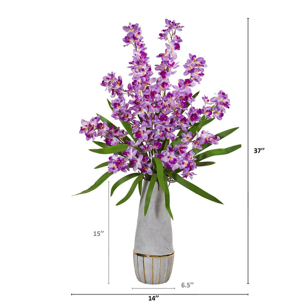 37” Orchid Arrangement in Vase with Trimming