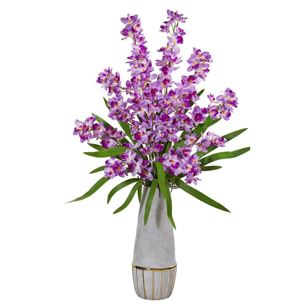 37” Orchid Arrangement in Vase with Trimming