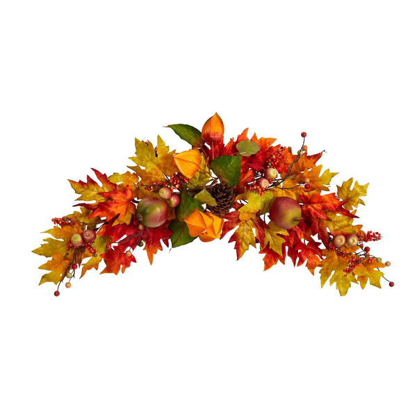 38” Autumn Maple Leaf Berry Artificial Swag