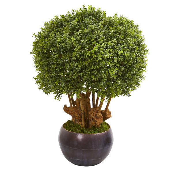38” Boxwood Artificial Topiary Tree in Decorative Bowl (Indoor/Outdoor)