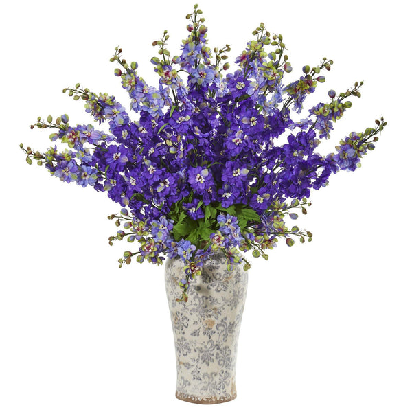 38” Delphinium Artificial Arrangement in Decorative Vase