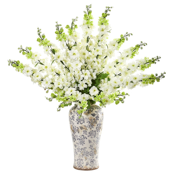 38” Delphinium Artificial Arrangement in Decorative Vase
