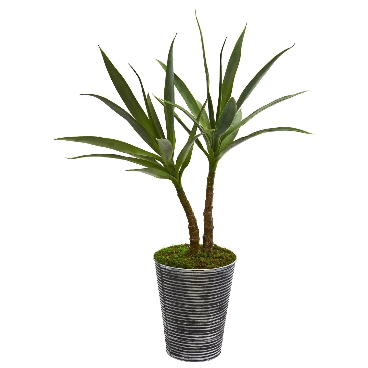 38” Double Yucca Artificial Plant in Decorative Tin Planter
