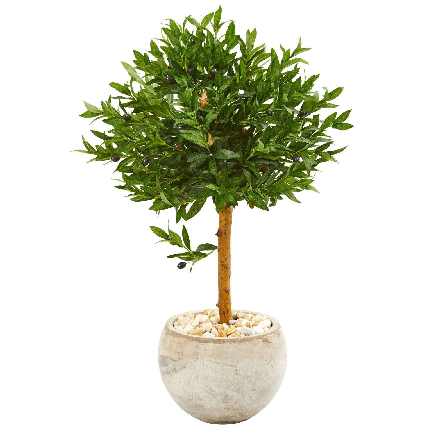 38” Olive Topiary Artificial Tree in Bowl Planter(Indoor/Outdoor)