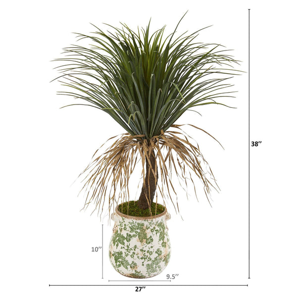 38” Pony Tail Palm Artificial Plant in Floral Planter
