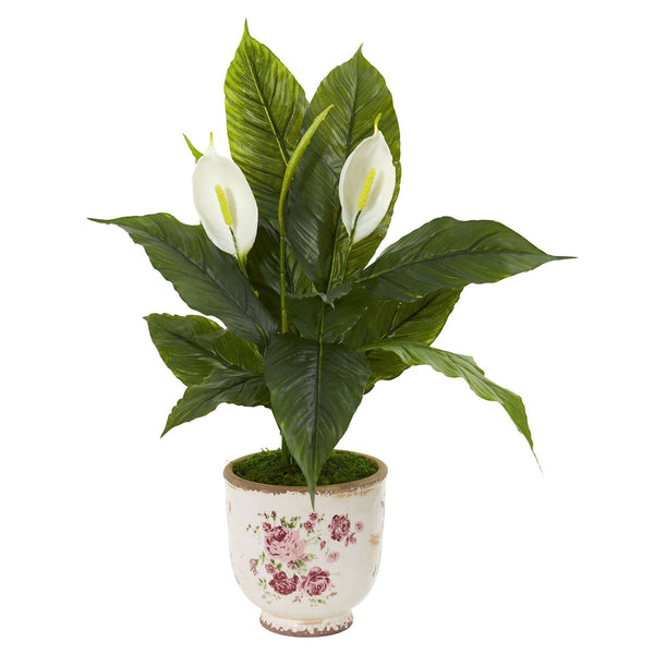 38” Spathiphyllum Artificial Plant in Decorative Vase