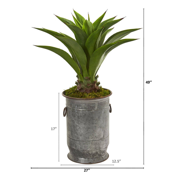 39” Agave Artificial Plant in Metal Planter