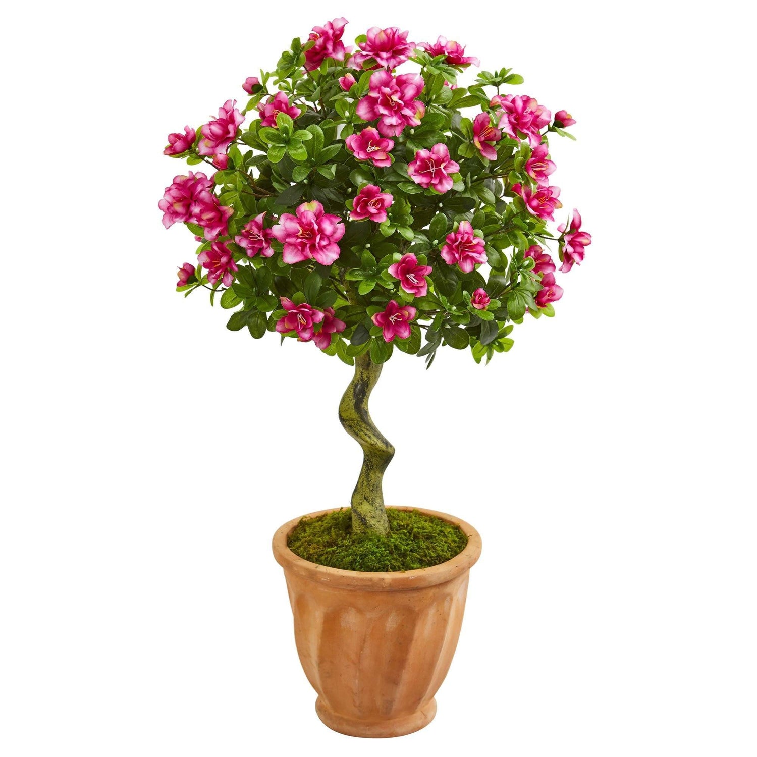 39” Azalea Artificial Topiary Tree in Terra Cotta Planter | Nearly Natural