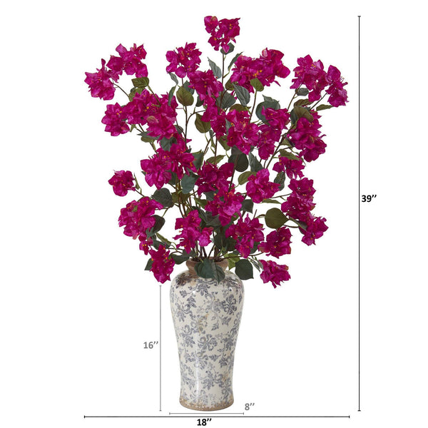 39” Bougainvillea Artificial Arrangement in Decorative Vase