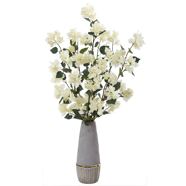 39” Bougainvillea Artificial Arrangement in Stoneware Vase