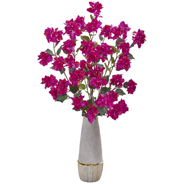 39” Bougainvillea Artificial Arrangement in Stoneware Vase