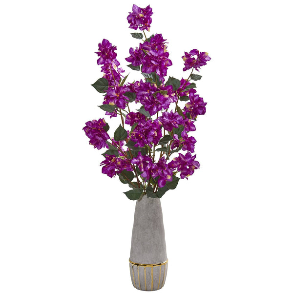 39” Bougainvillea Artificial Arrangement in Stoneware Vase
