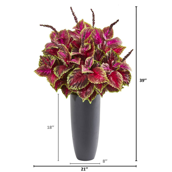 39” Coleus Artificial Plant in Gray Planter