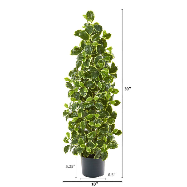 39” Variegated Holly Leaf Artificial Tree (Real Touch)