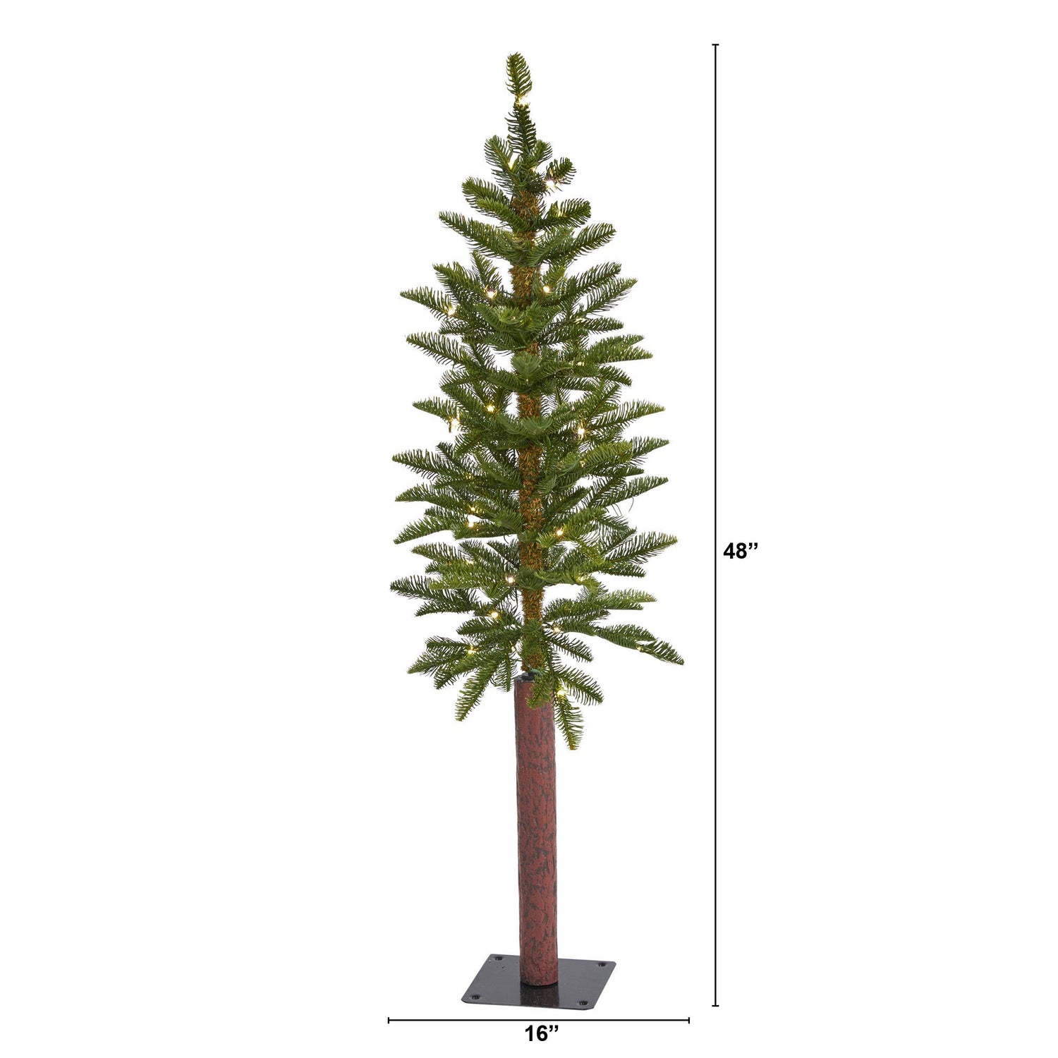 4’ Alaskan Alpine Artificial Christmas Tree with 50 Clear Microdot (Multifunction) LED Lights and 56 Bendable Branches