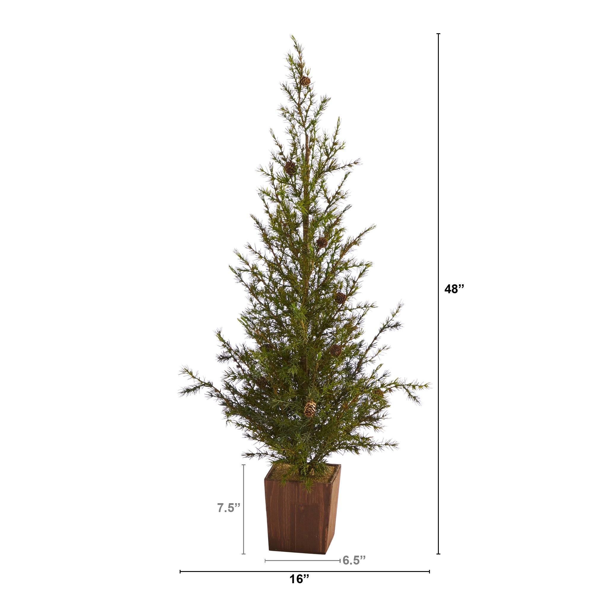 4' Alpine “Natural Look” Artificial Christmas Tree in Wood Planter