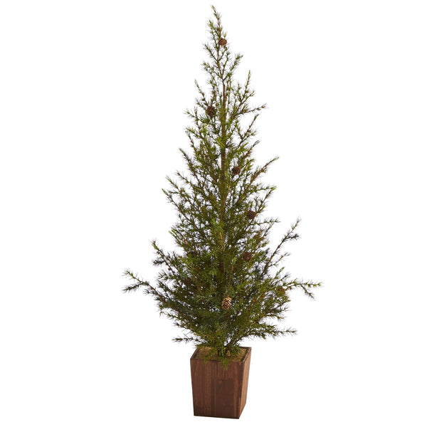 4' Alpine “Natural Look” Artificial Christmas Tree in Wood Planter