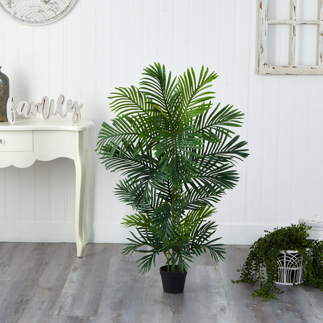 4ft. green areca palm tree in metal pot by ashland 4' Areca Artificial Palm Tree UV Resistant (Indoor/Outdoor)