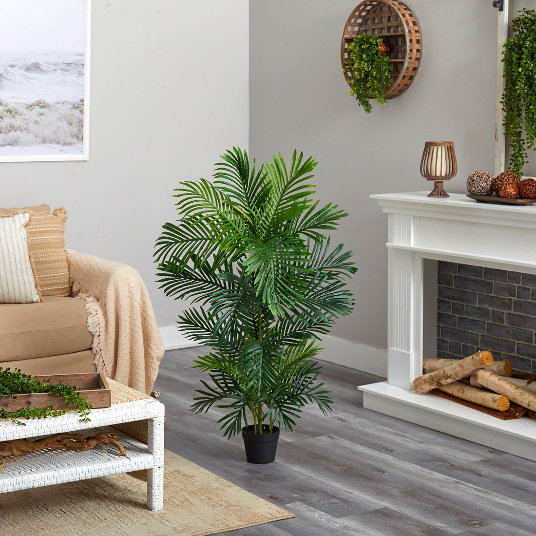 areca palm living room 4' Areca Artificial Palm Tree UV Resistant (Indoor/Outdoor)