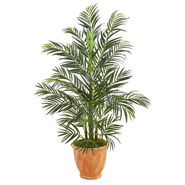 4’ Areca Palm Artificial Tree in Terra-cotta Planter  (Indoor/Outdoor)