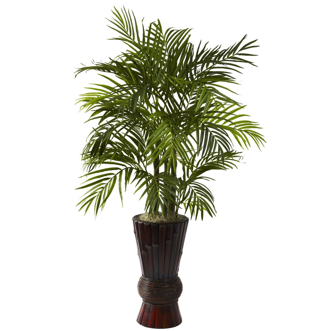 areca palm with bamboo vase silk plant 4' Areca w/Bamboo Planter