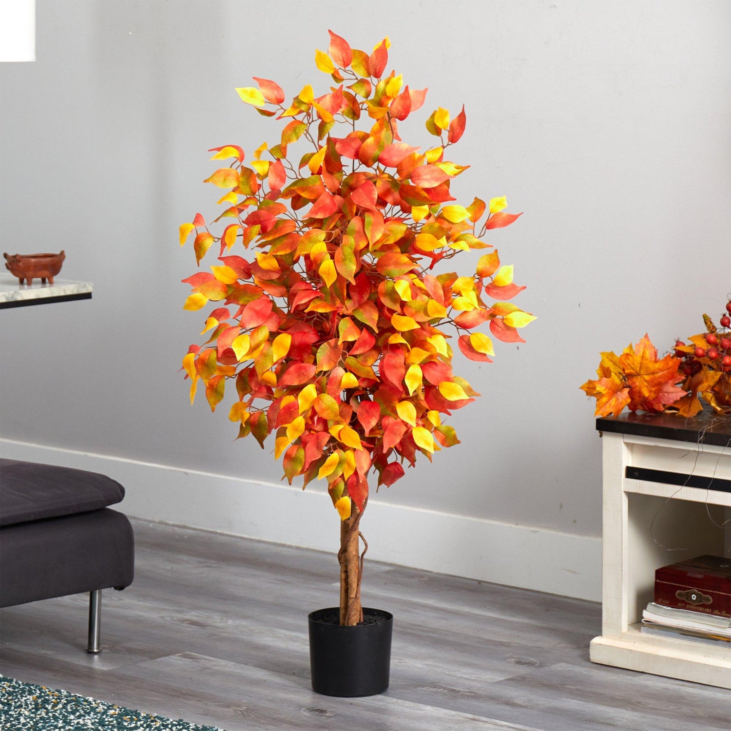 4’ Autumn Ficus Artificial Fall Tree