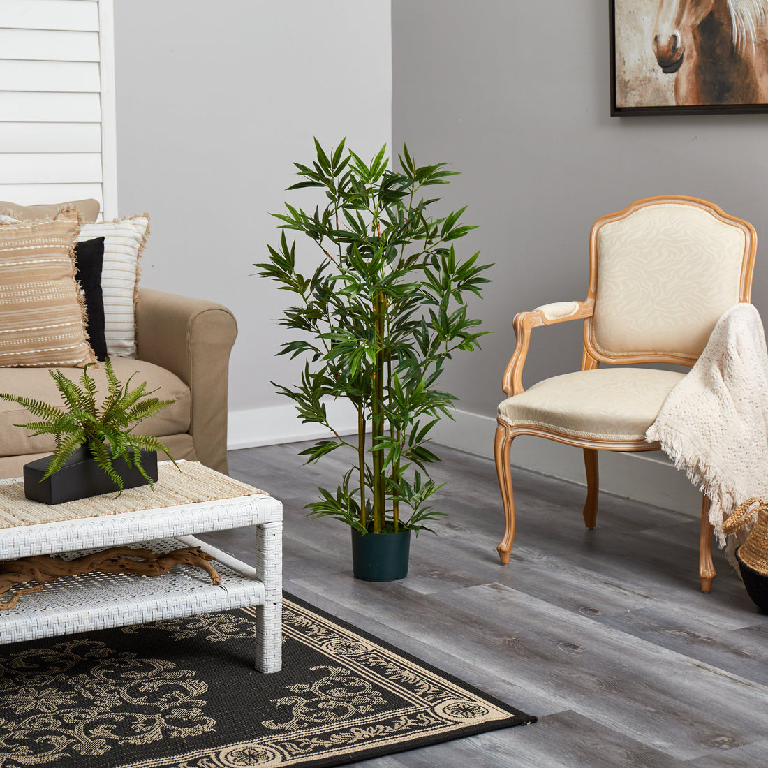 live indoor bamboo plants for sale Nearly Natural 4 ft. Bamboo Silk Plant