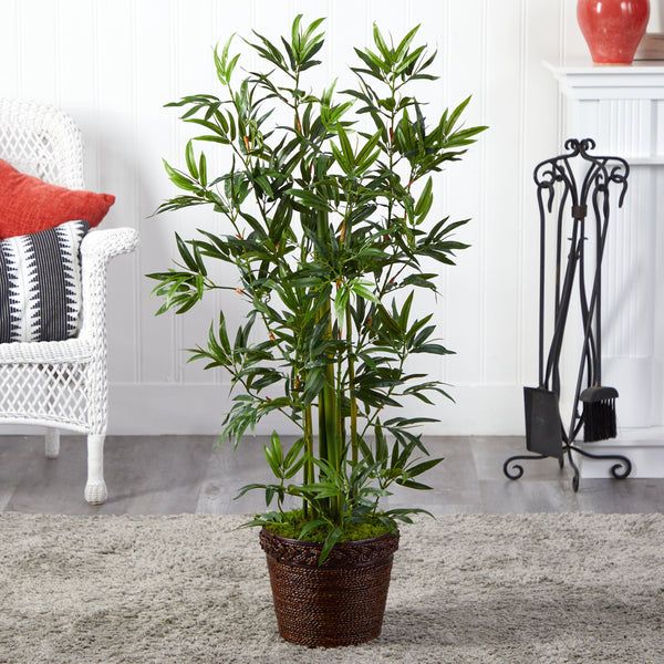 4’ Bamboo Tree in Coiled Rope Planter