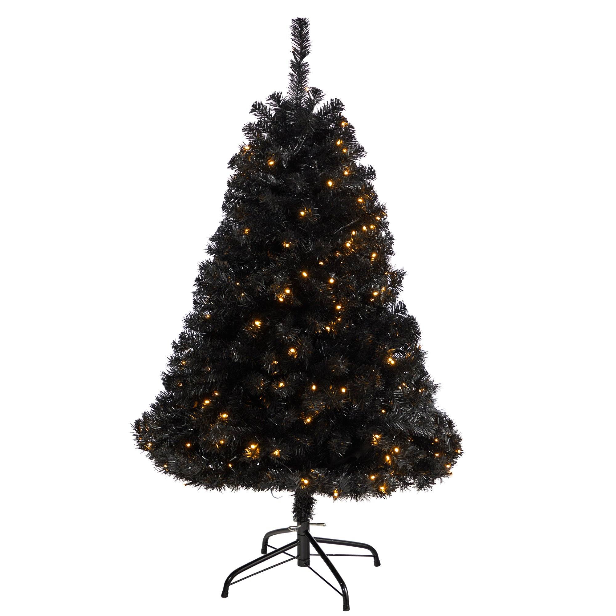 4' Black Artificial Christmas Tree with 170 Clear LED Lights