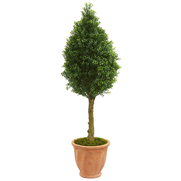 4’ Boxwood Cone Artificial Tree in Terracotta Planter(Indoor/Outdoor)