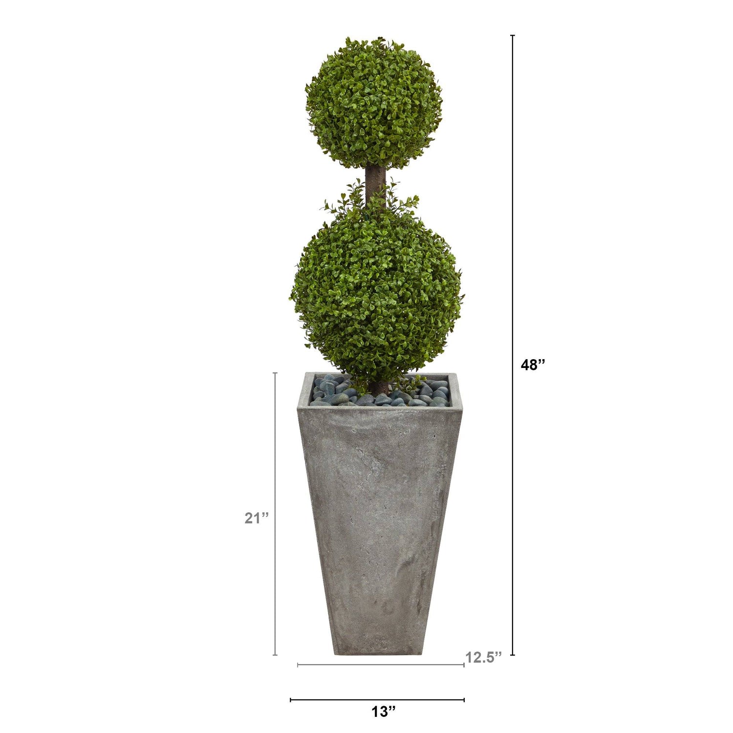 4’ Double Boxwood Topiary Artificial Tree in Cement Planter (Indoor/Outdoor)
