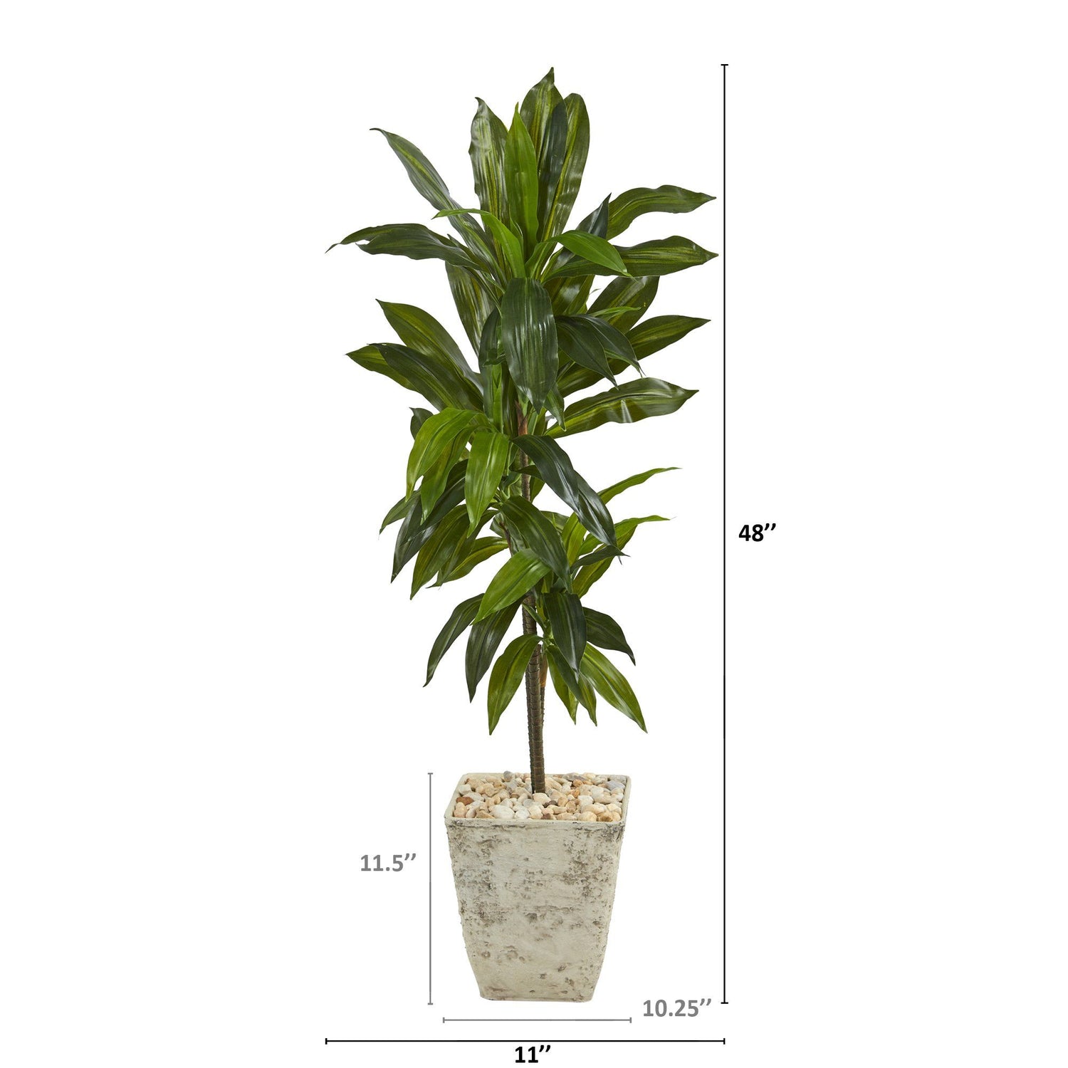 4’ Dracaena Artificial Plant in Country White Planter (Real Touch)