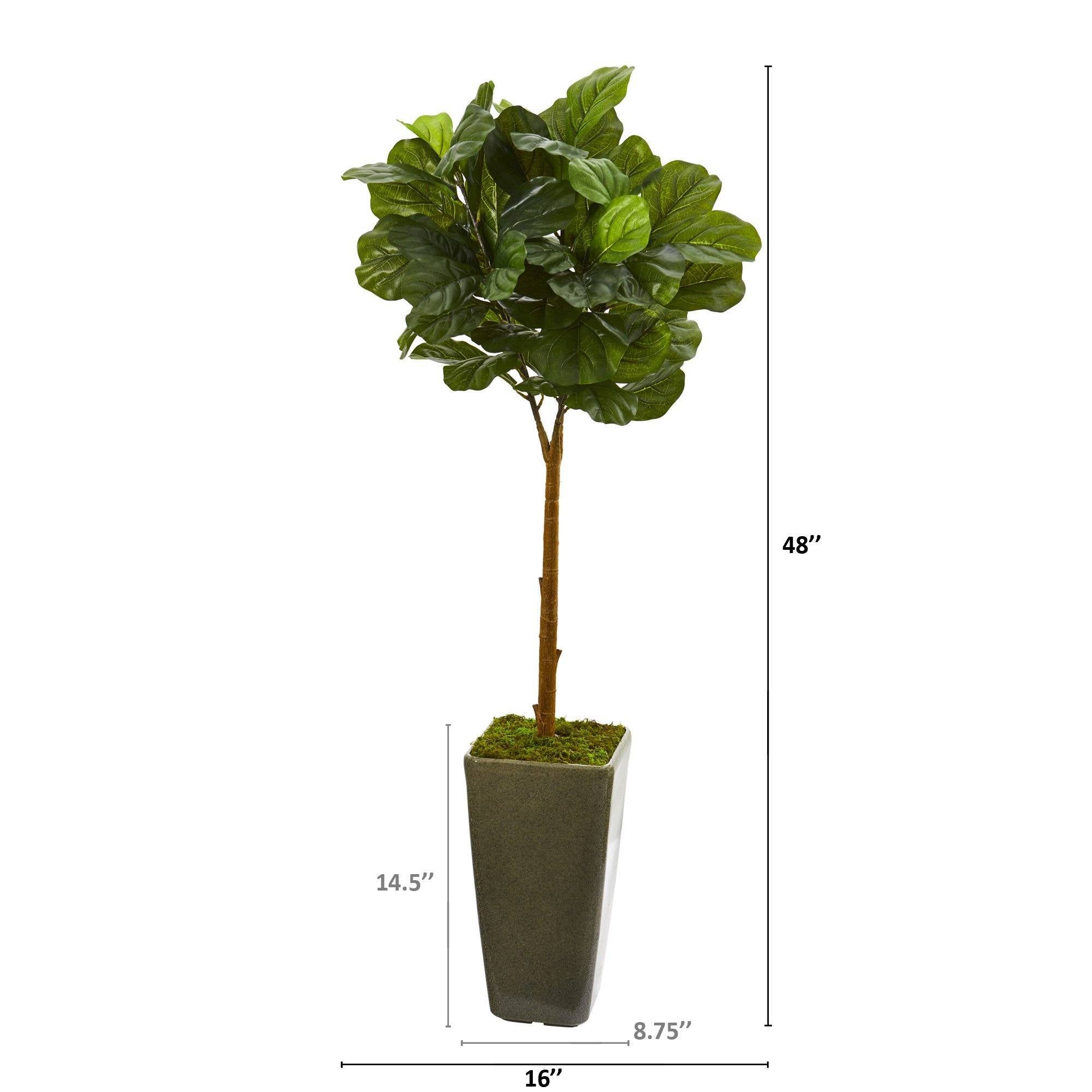 4’ Fiddle Leaf Artificial Tree in Green Planter (Real Touch) | Nearly ...