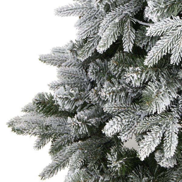 4’ Flocked Full Bodied Swedish Spruce Artificial Christmas Tree with 170 Clear LED Lights and 418 Bendable Branches