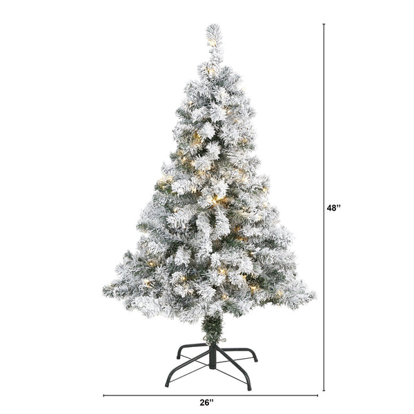 4' Flocked Rock Springs Spruce Artificial Christmas Tree with 100 Clear LED Lights